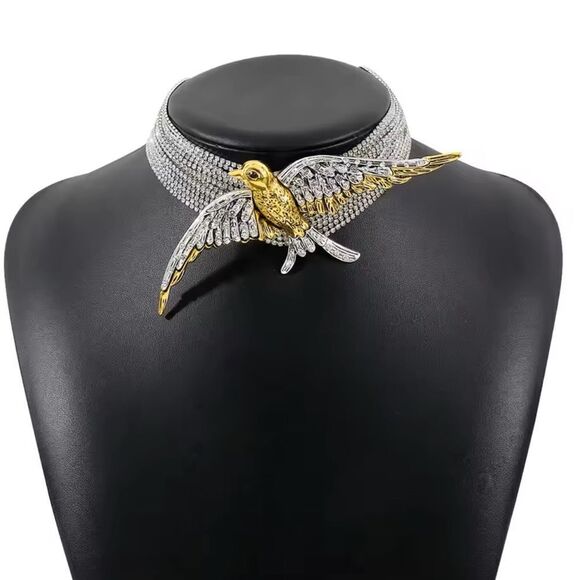 Zara Bird Rhinestone Chocker Necklace - Picture 8 of 17